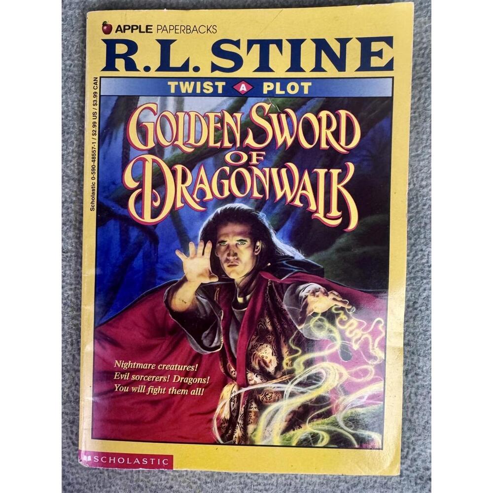 vintage rl stine golden sword of‎ dragonwalk twist a plot scholastic